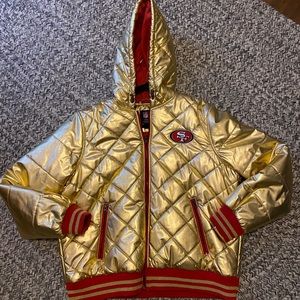 San Francisco Forty Niners gold puffer jacket 49er